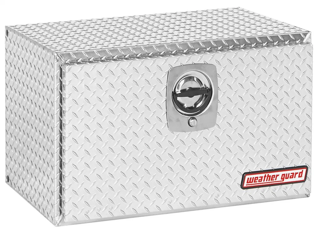 631-0-02 – WEATHERGUARD Tool Box, Underbed Single Door Diamond Tread Bright Aluminum 30-1/8 Inch Length x 18 Inch Wid...